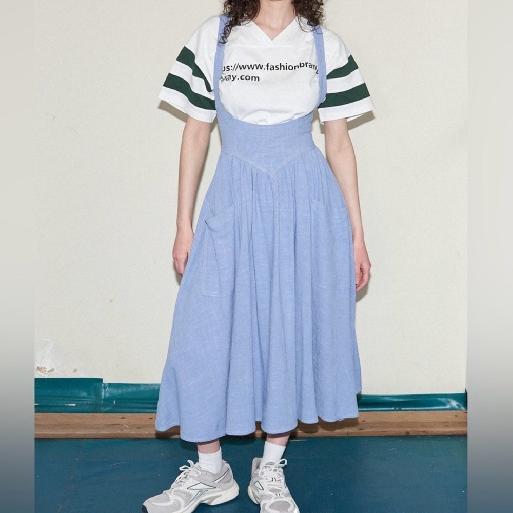 Fashion Brand Company Cindy Linen Pinafore Dress. Handmade USA. SIZE XL - Picture 2 of 5